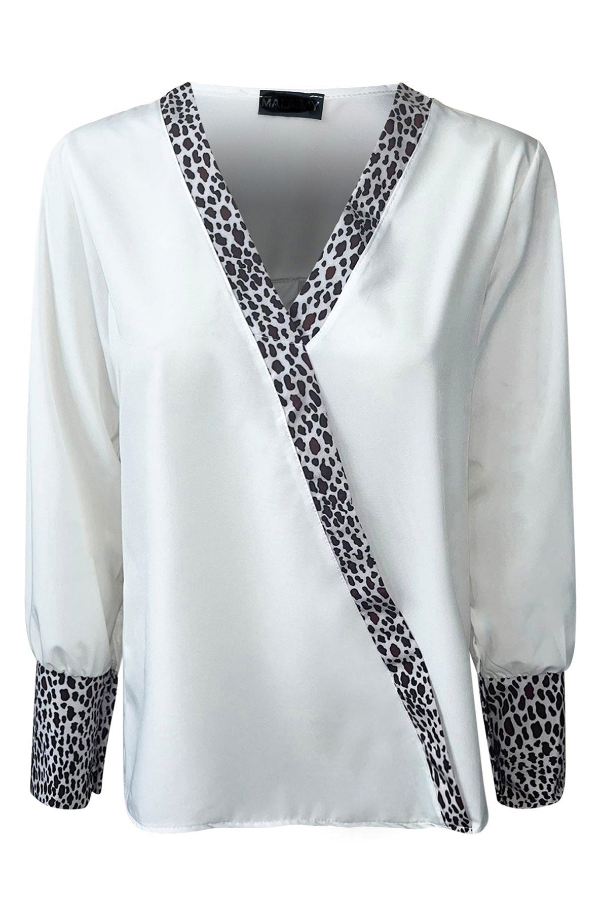 Kelsie Ivory Contrast Animal Print Top